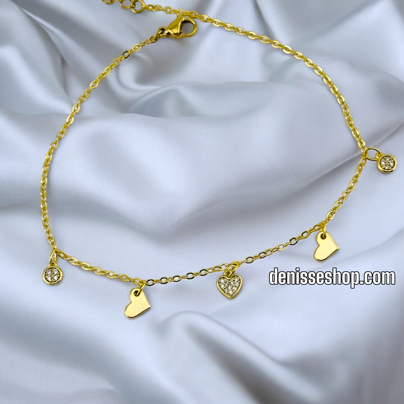 14K HEARTS ANKLET BRACELET A14