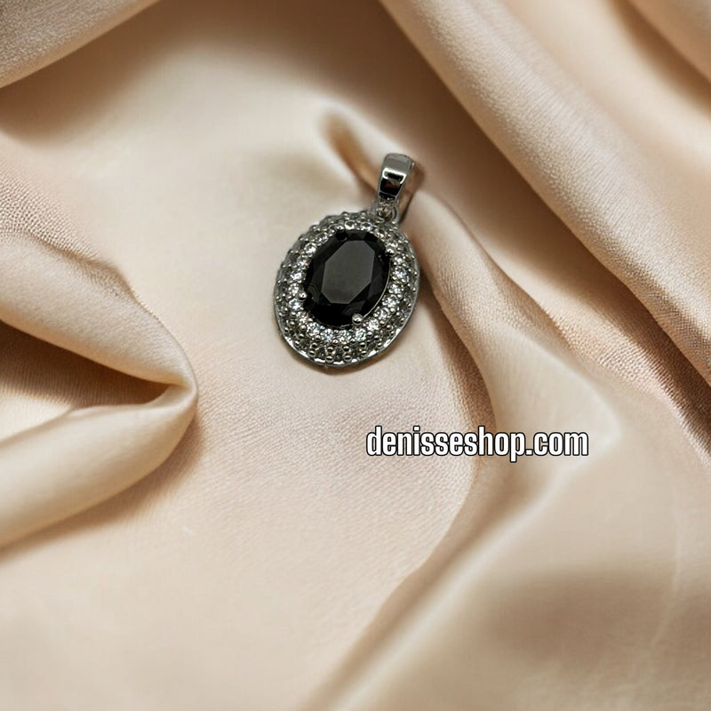 SILVER BLACK STONE PENDANT P226 (Chain not included)