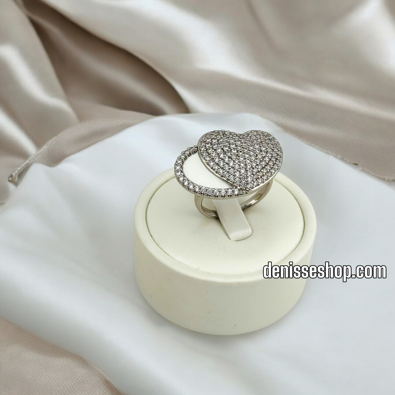 14K WOMEN/SILVER LUXURY HEART RING RG324