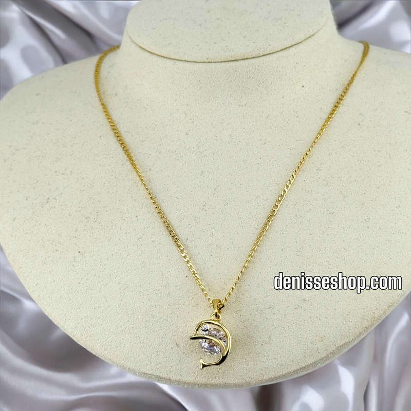 14K WOMEN/GIRL CUTE WHITE DOLPHIN PENDANT P522