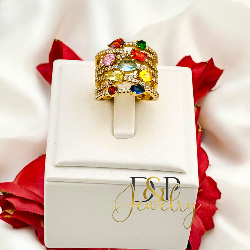 14K COLORFUL CHUNKY RING RG383