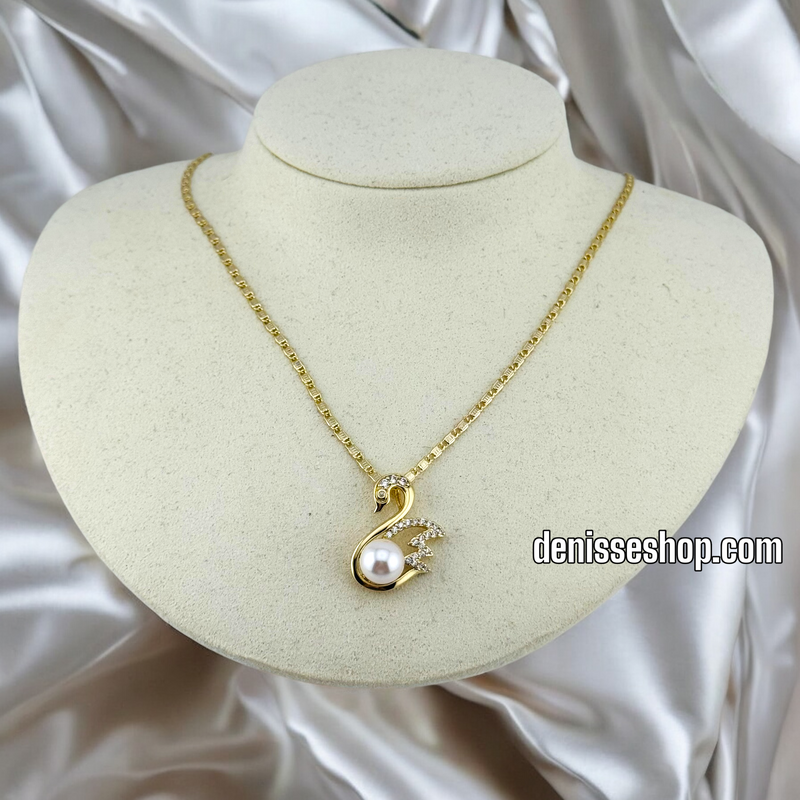 14K WOMEN / SWAN WITH PEARL PENDANT P530