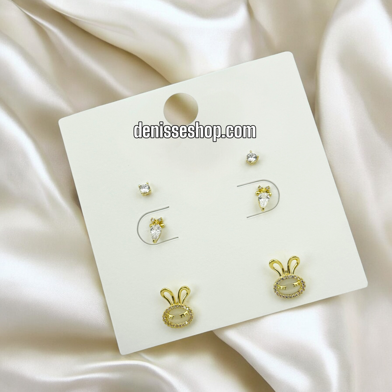 14K BUNNY THREE EARRINGS SET E773