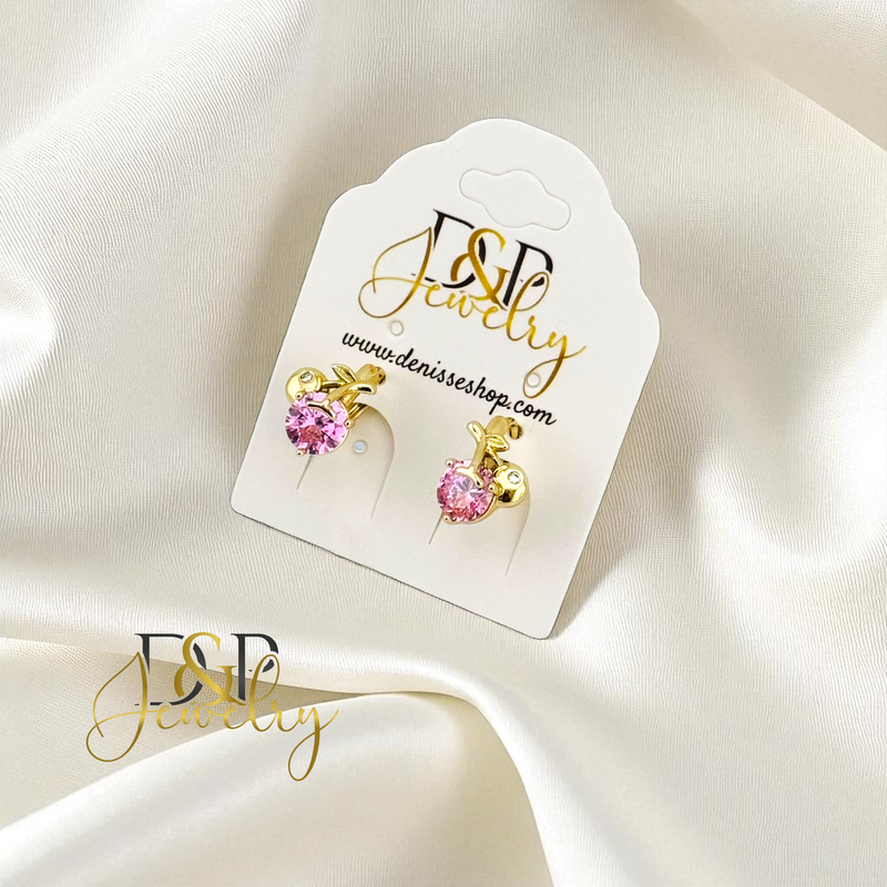 14K PINK CHERRY HOOP EARRING HP863