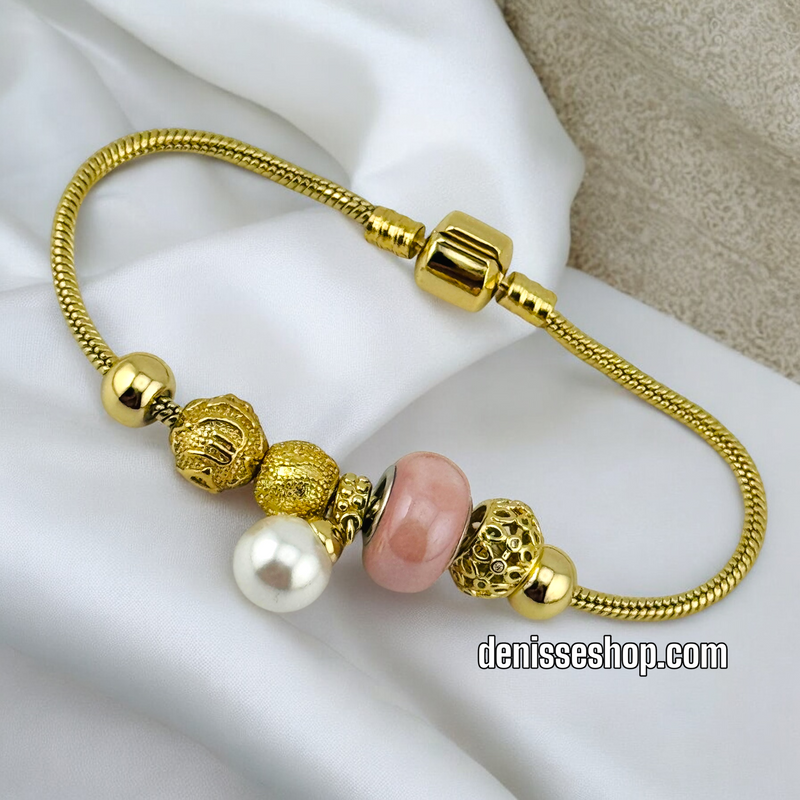 14K / PINK PANDORA WITH PEARL BRACELET BR544