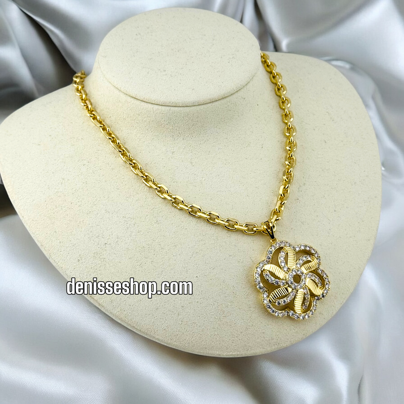 14K WOMEN/ SPIN FLOWER NECKLACE N139