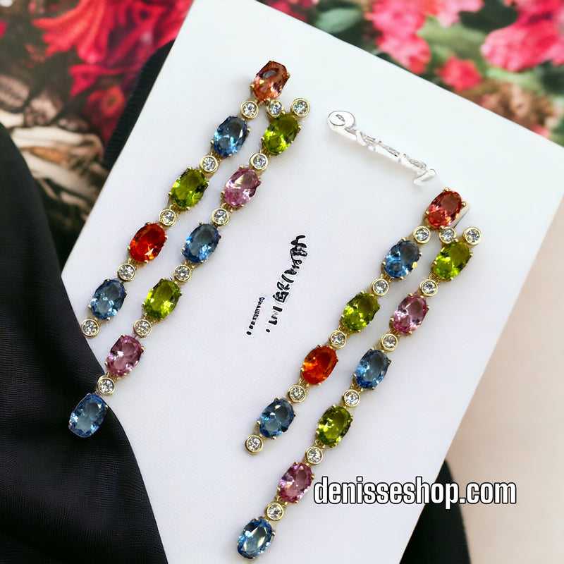 18k Colorful Stone Earrings E200