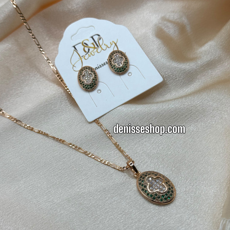 18K CLOVER NECKLACE SET C1165