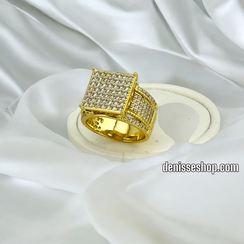 14K WOMEN BLING SQUARE RING RG298