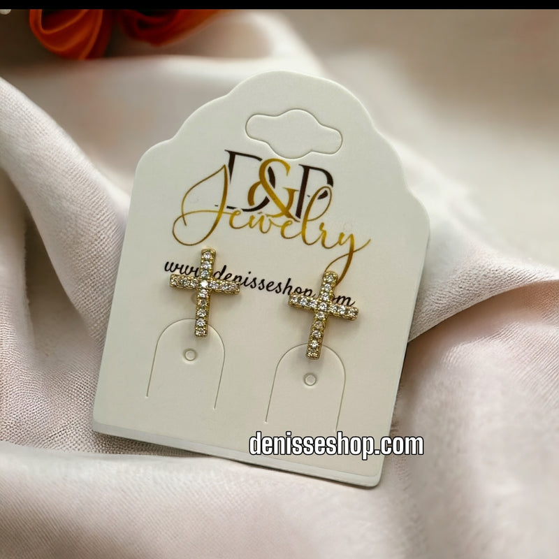 14K CROSS EARRINGS E359