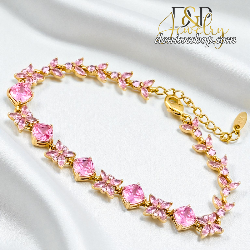 14KGOLD/PINK STONE BRACELET BR873