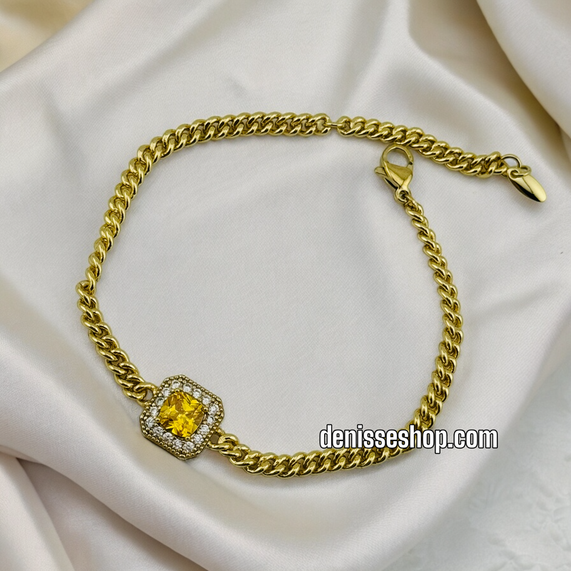 14K YELLOW STONE BRACELET BR388