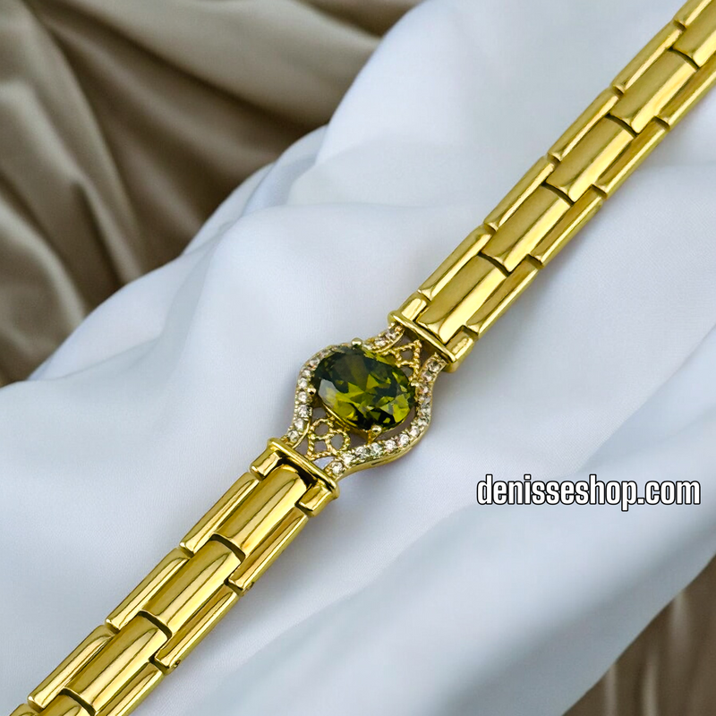 14K /WOMAN GREEN STONE BRACELET BR564