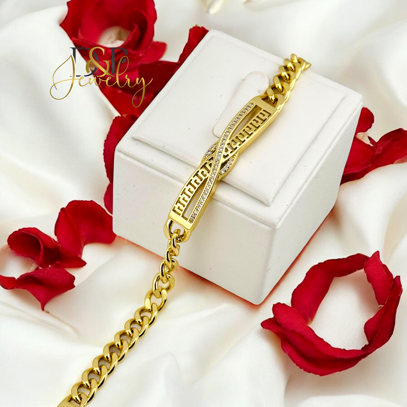14K INFINITY PLATE BRACELET 7.5&