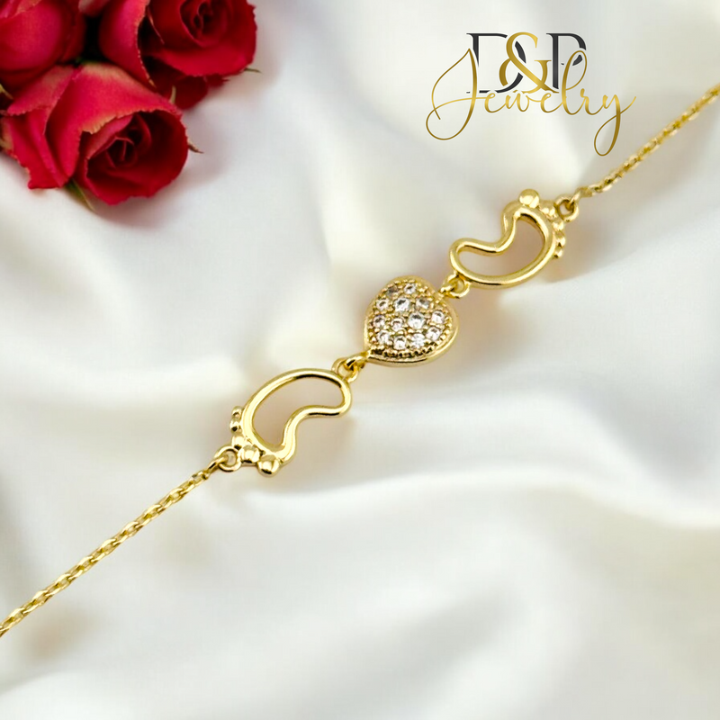 14K LOVELY LITTLE FEET BRACELET BR746