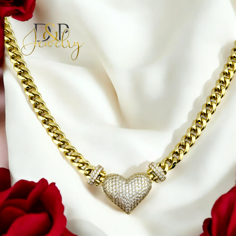 14K BEAUTIFUL HEART NECKLACE SET N261