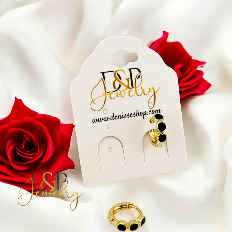 14K SMALL BLACK HOOP HP688
