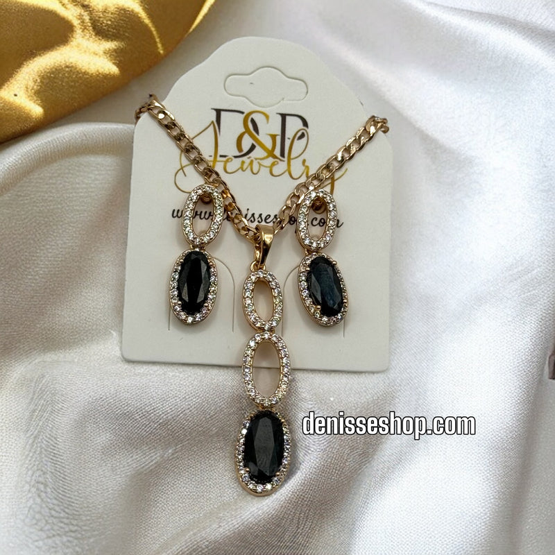 14K BLACK FASHION NECKLACE SET C1156