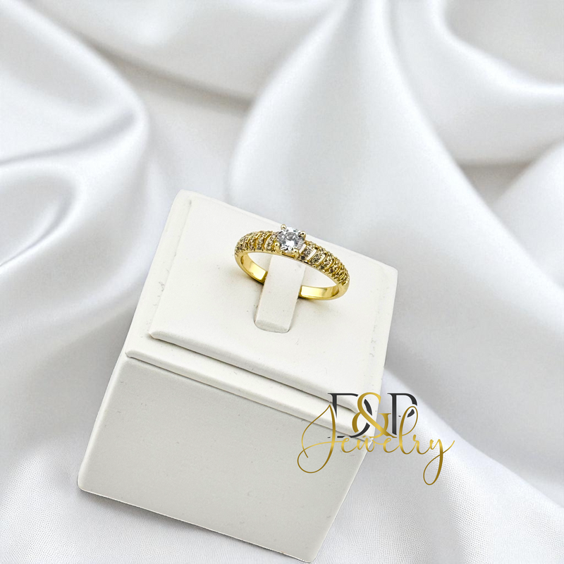 14K WHITE STONE RING RG424