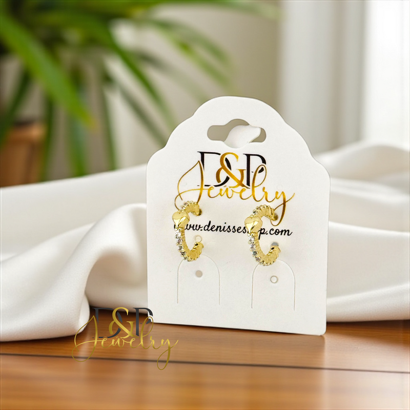 14K SMALL HEART HOOP HP721