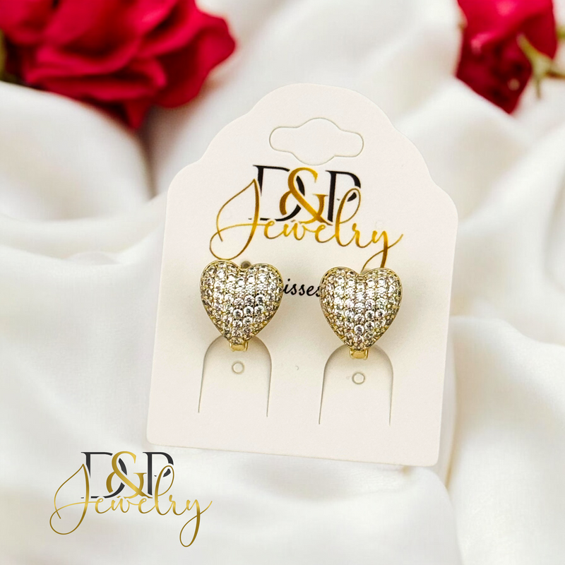 14K HEART EARRING E845