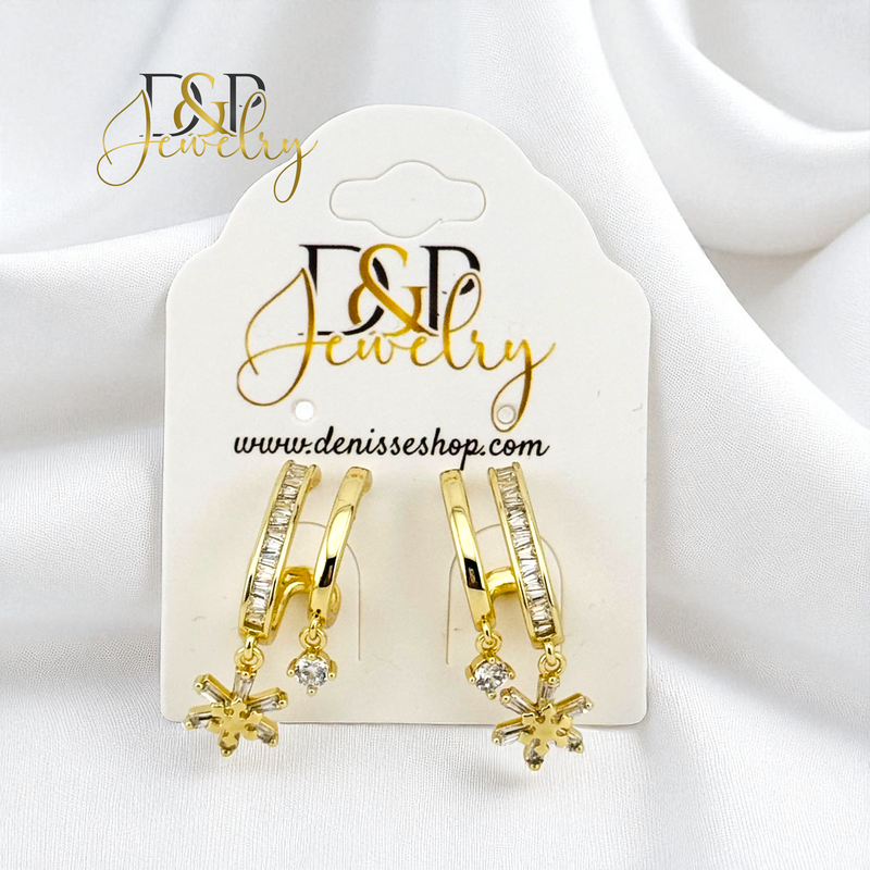 14K GOLD/ FANCY STUD EARRING E993