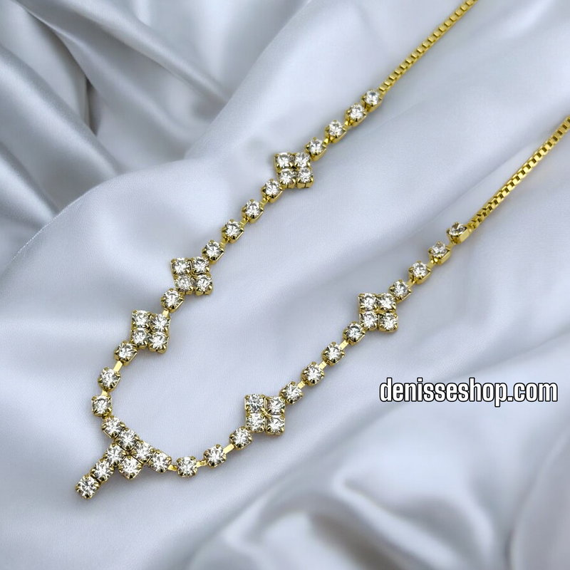 14K ELEGANT WHITE STONE NECKLACE 18&