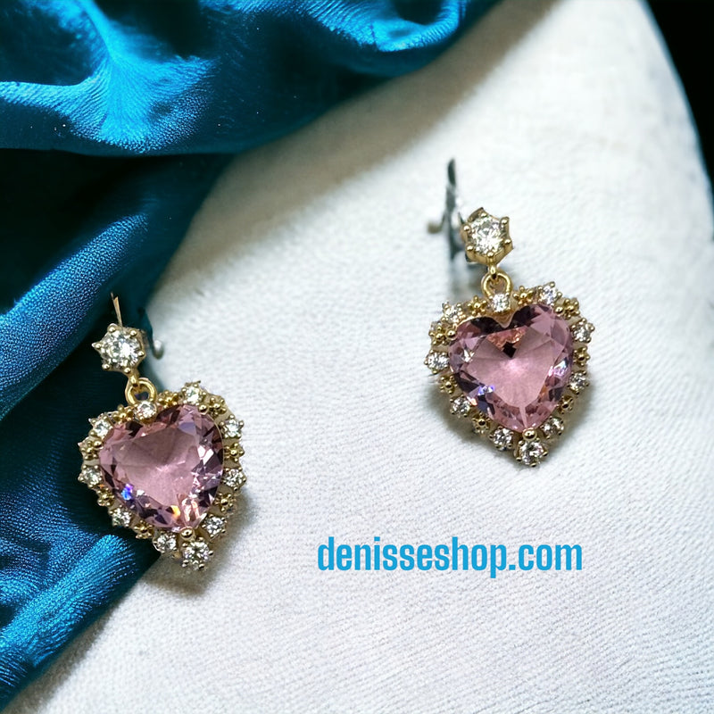 Pink Heart Earrings E203