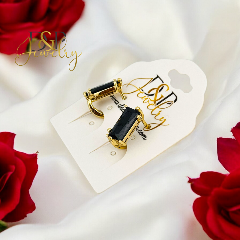 14K ELEGANT BLACK EARRING E854