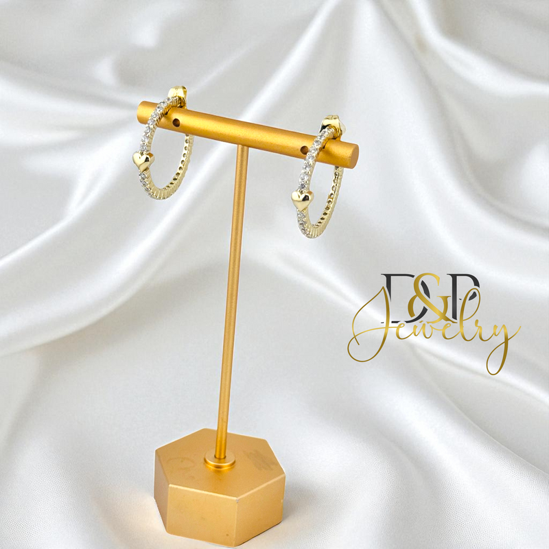 14K HEART HALF HOOP EARRING HP771