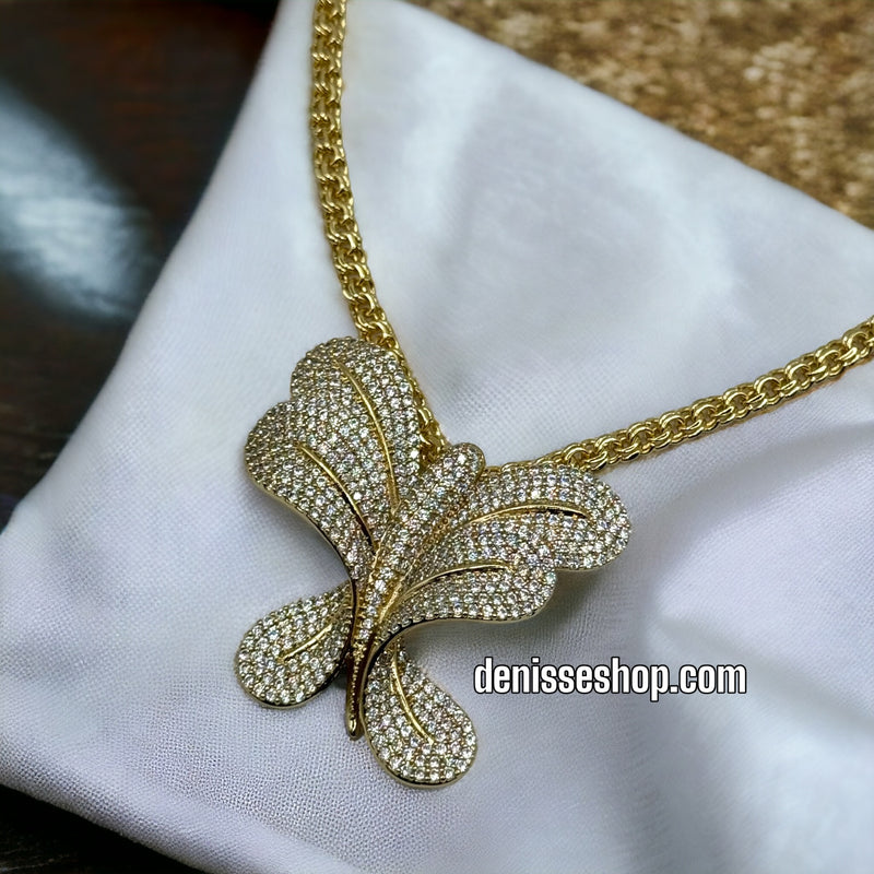 18K White Stone Butterfly Pendant P180 (Chain not included)