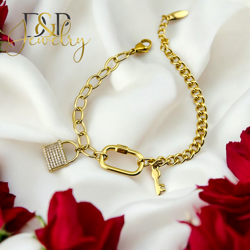 14K GOLD ST LOCK BRACELET BR715