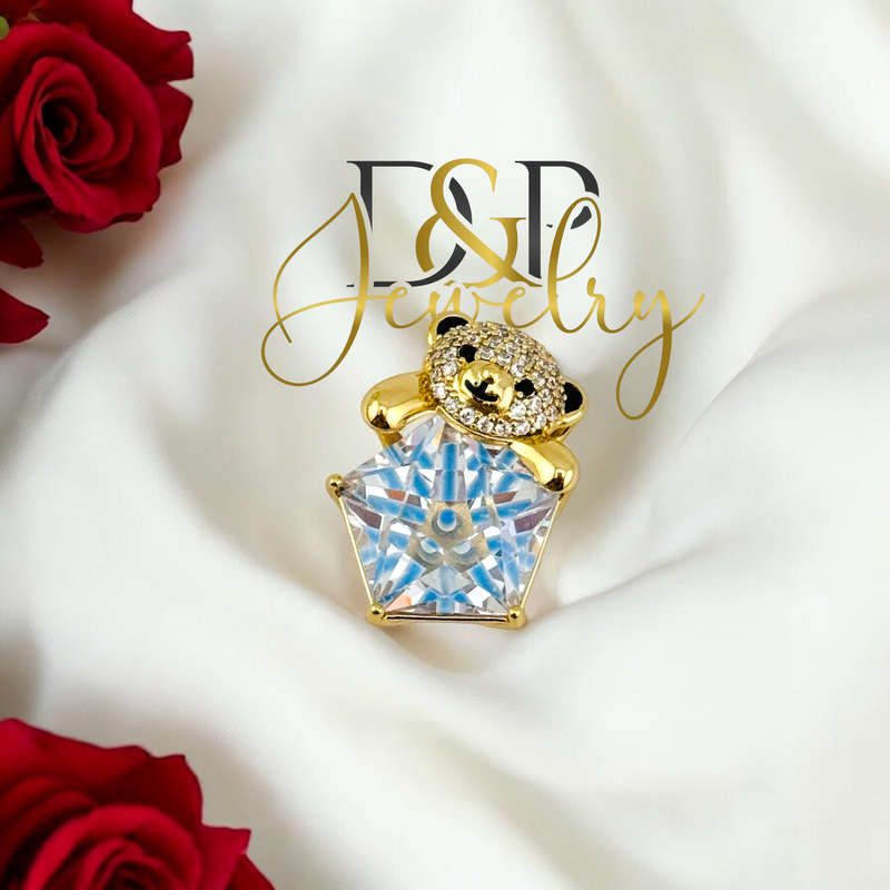 14K BLUE STONE BEAR PENDANT P784