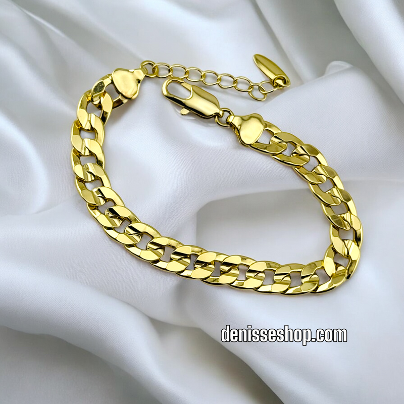 14K /WOMAN PLAIN GOLD SPLIT LINK BRACELET BR590