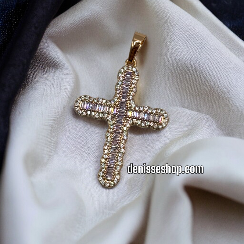 14K PINK CROSS PENDANT P308