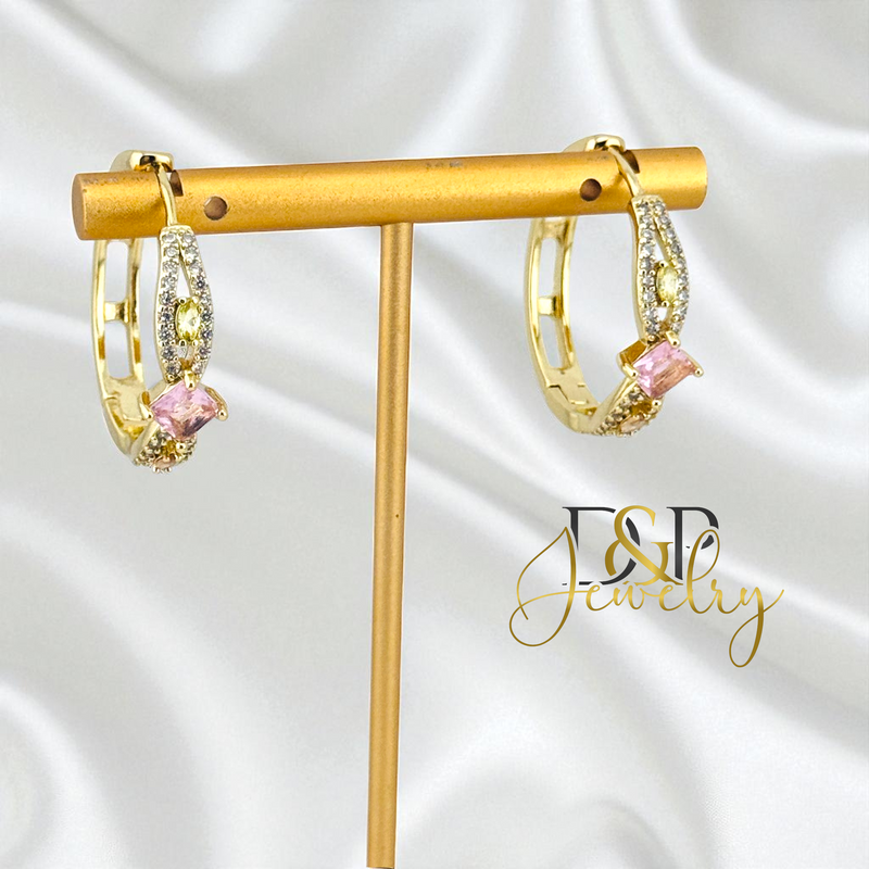 14K PINK HOOP EARRING HP770