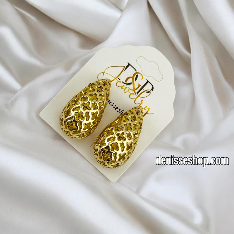 14K DROP CLOVER DESIGN EARRING E713