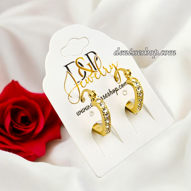 14K HEART DESIGN SMALL GOLD HOOPS HP624