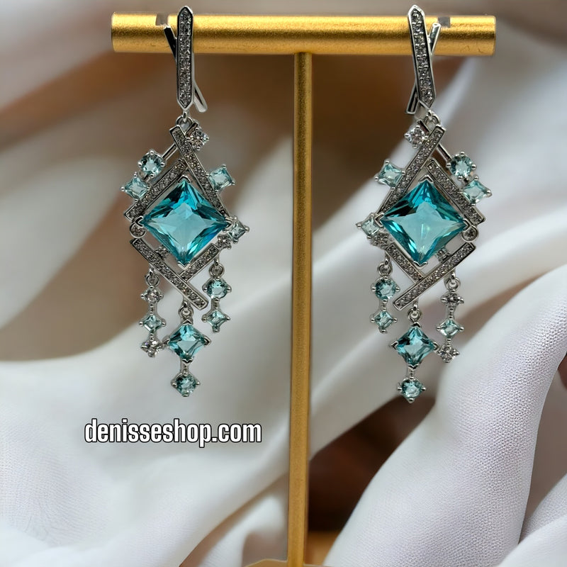 Silver Blue Stone Earrings E336