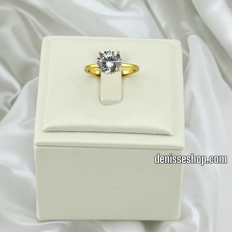 14K GOLD/ WHITE SINGLE STONE FASHION RING RG254