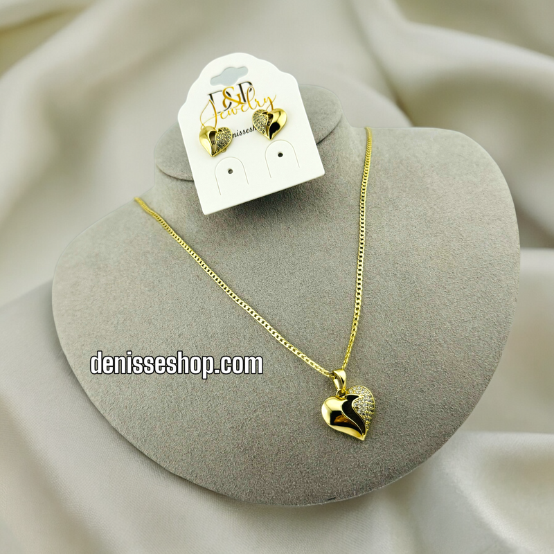 14K GOLD HEART NECKLACE SET 18&