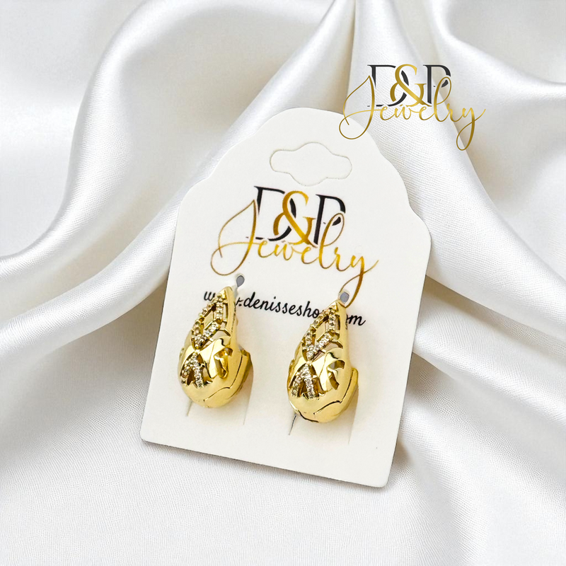 14K DROP DESIGN EARRING E957