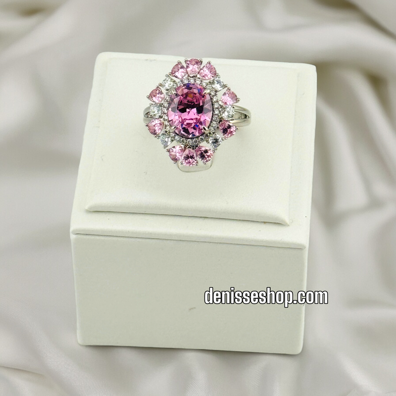 SILVER PINK RING SIZE 9&