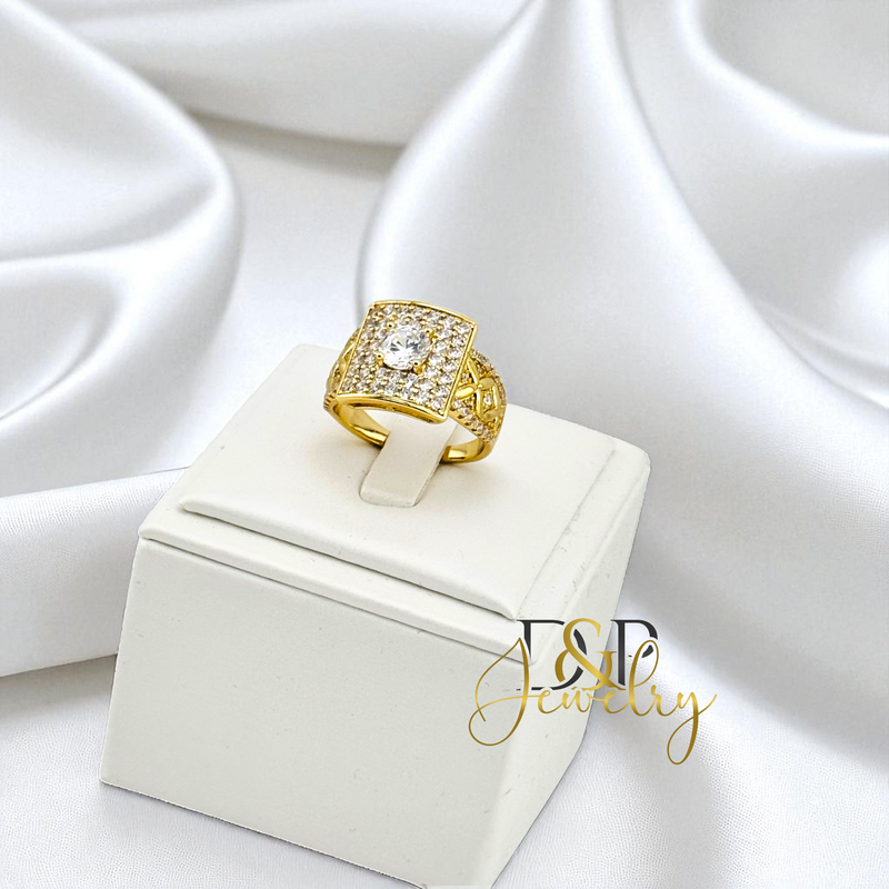 14K WHITE STONE CHUNKY RING RG422