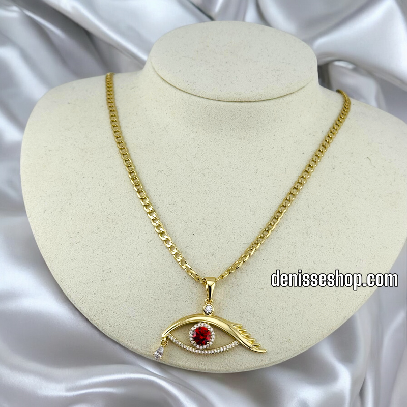 14K WOMEN / EYE WITH RED STONE PENDANT P531