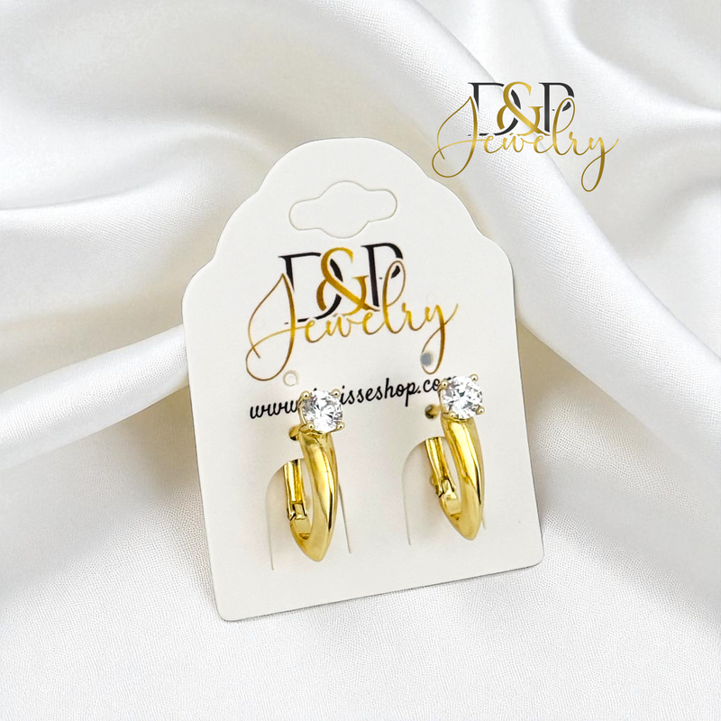 14K WHITE STONE HUGGIES EARRING E980