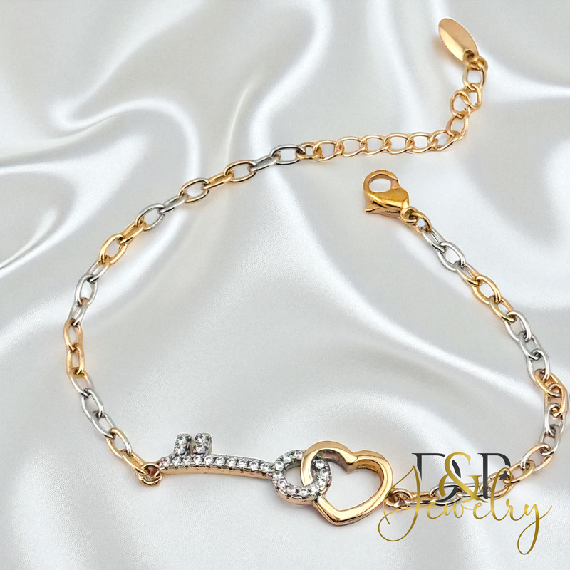 14K HEART/KEY TRICOLOR BRACELET BR797