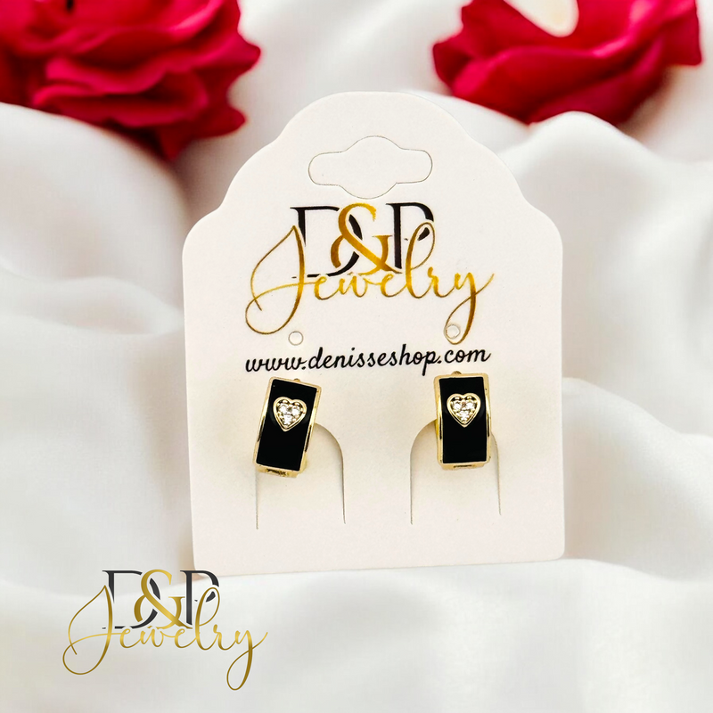 14K BLACK HOOP EARRING HP648