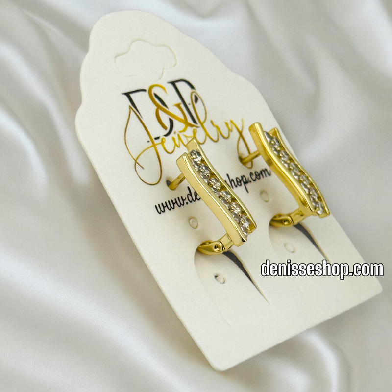 14K WHITE STONE HUGGIE EARRING E793