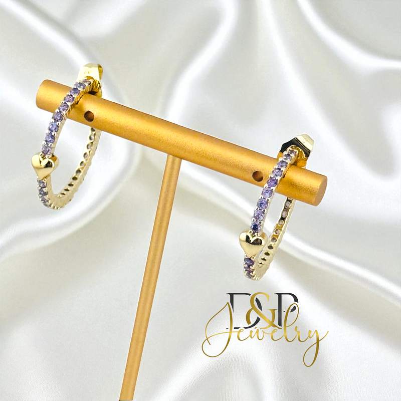 14K HEART HALF HOOP EARRING HP771